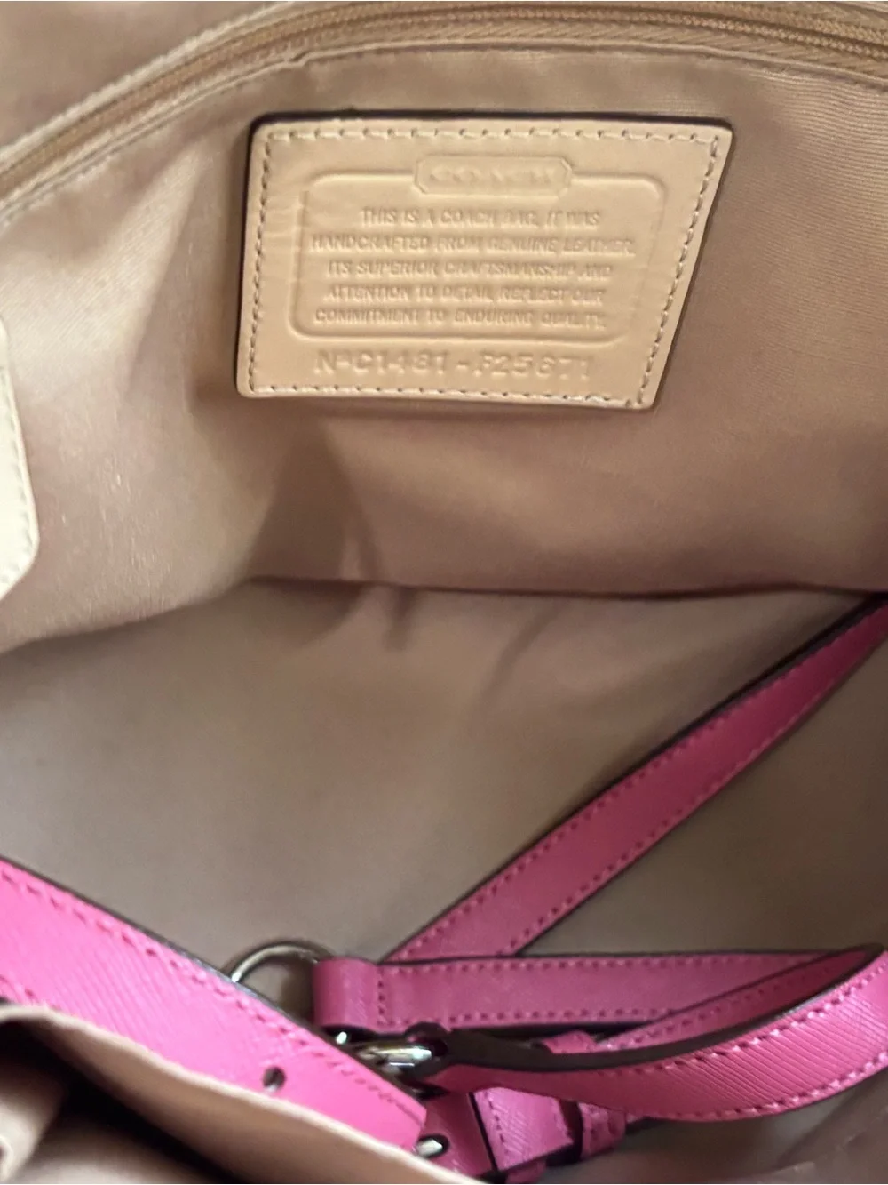 COACH Peyton Cora Domed Satchel in Pink Saffiano Leather
